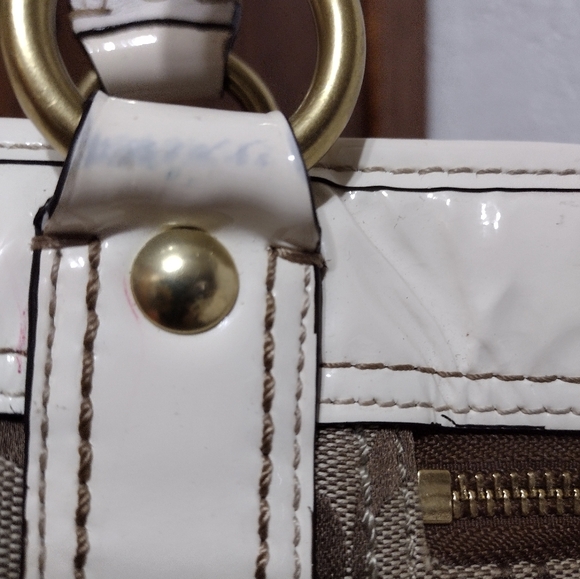 Coach Signature C Brown/Cream Hobo Shoulder Large Canvas/Leather Tote Bag - Picture 6 of 16